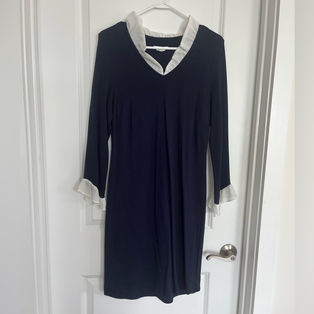 Crown & Ivy Navy Dress with White Accents